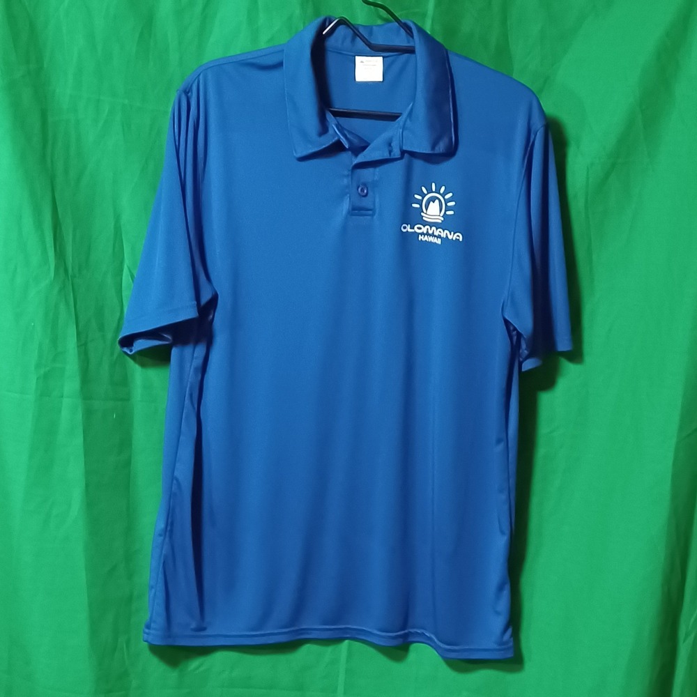 Augusta Sportswear Olomana Hawaii Blue Polo Shirt Mens Medium 5017 Moisture Wick